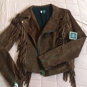 Volcom Brown Suede Fringe Jacket ✨